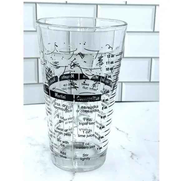 1960 Vintage Libby Bartender Bar Cocktail Mixed Drink Recipe Shaker Glass - Picture 3 of 5